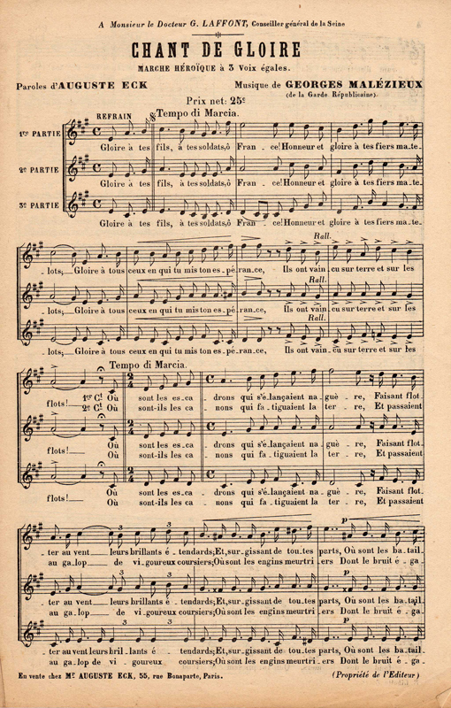 Chant de gloire par Joachim Georges Leon Malzieux