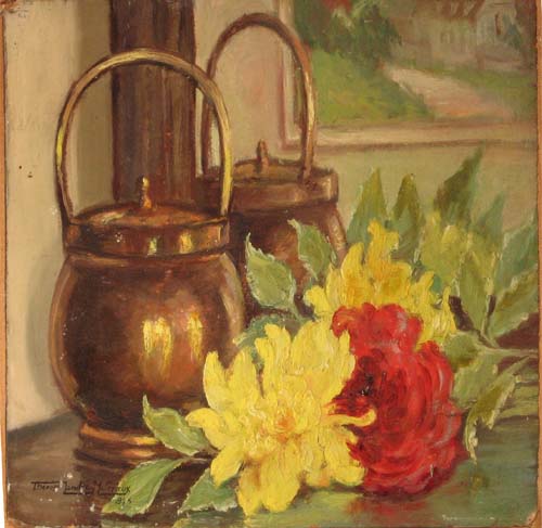 Dahlias et cuivres par Thrse Isabelle Marie Camille Malzieux