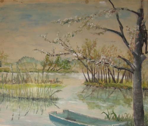 Bateau sur lYonne par Marie-Thrse Landr