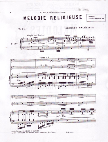 Mlodie religieuse par Joachim Georges Leon Malzieux