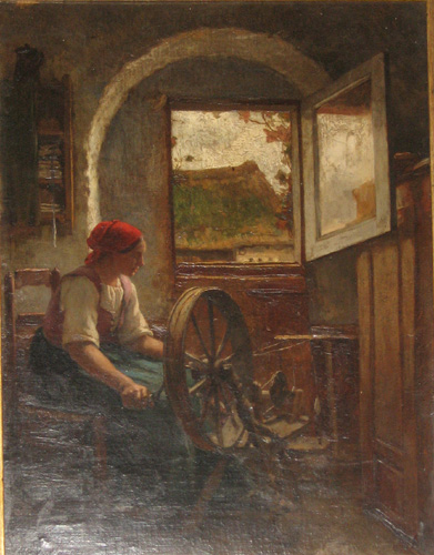 La fileuse au rouet par Jean Baptiste Malzieux