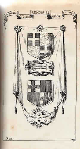 Armoiries de la communaut des maons et paveurs et des merciers par Jules Charles Joachim Malzieux