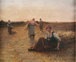 Moisson au soleil couchant