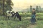 Une laitiere dans les champs