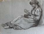Femme assise mangeant