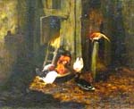 Canard, poules et coq