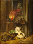 Deux lapins et une poule