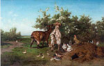 Deux chvres et des poules