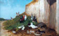 Poules au pied du mur